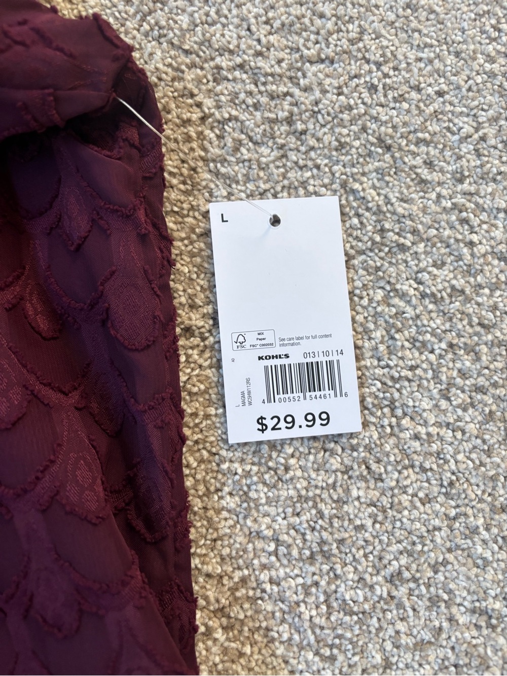 Croft & Barrow  Burgundy Plum Lace V-Neck Blouse - Picture 6 of 6